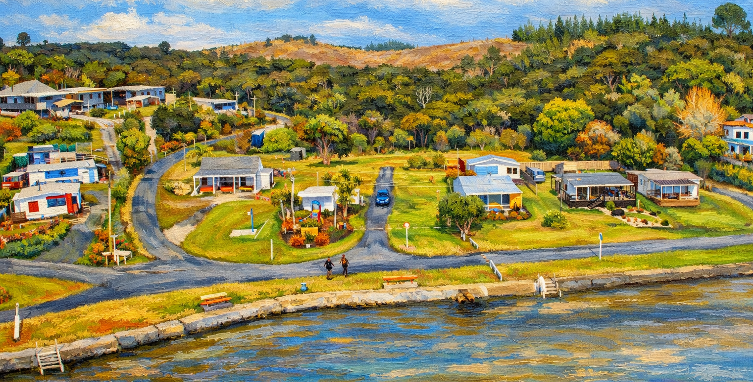 oil painting of Kelly's Bay Reserve
